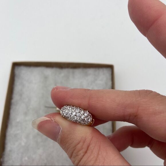 Gold and pavé half hoop post earrings - Picture 8 of 9